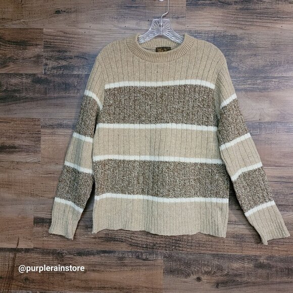 Vtg Glen Dee Shetland Wool Sweater Size M Tan Brown Preppy 80's 90's - Picture 1 of 11